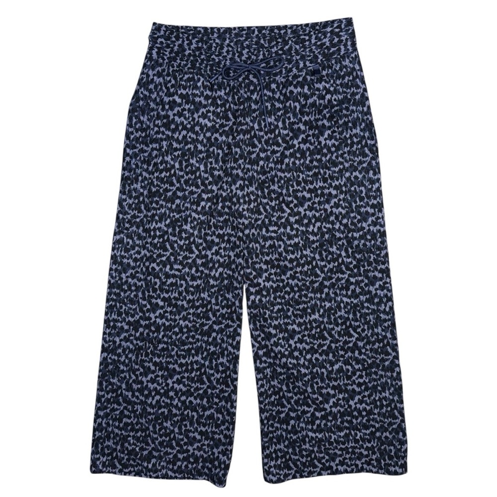 NWOT Athleta Avenue Printed Wide Leg Crop Pants Allure Navy Sz 6 Petite Pull On